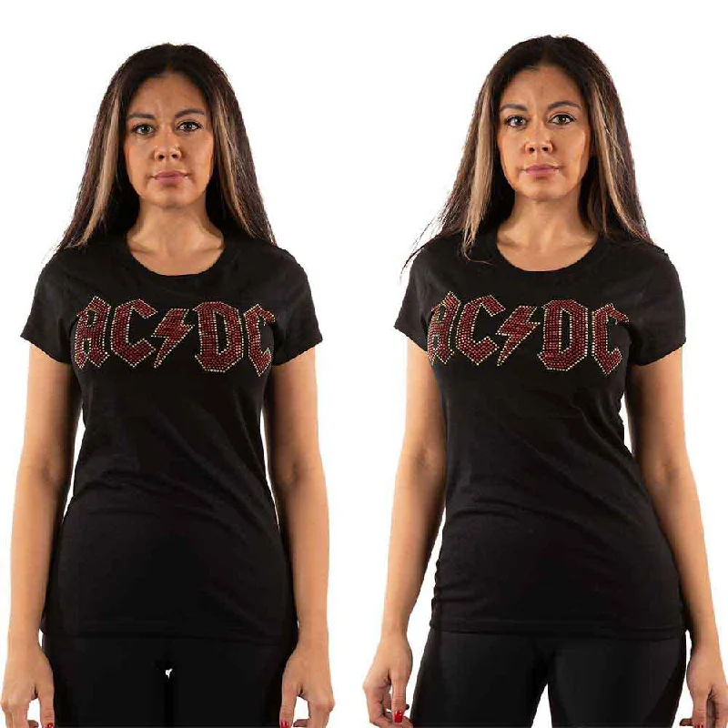 AC/DC Attractive T-Shirt, Full Colour Logo-- Ribbed Striped Patterned