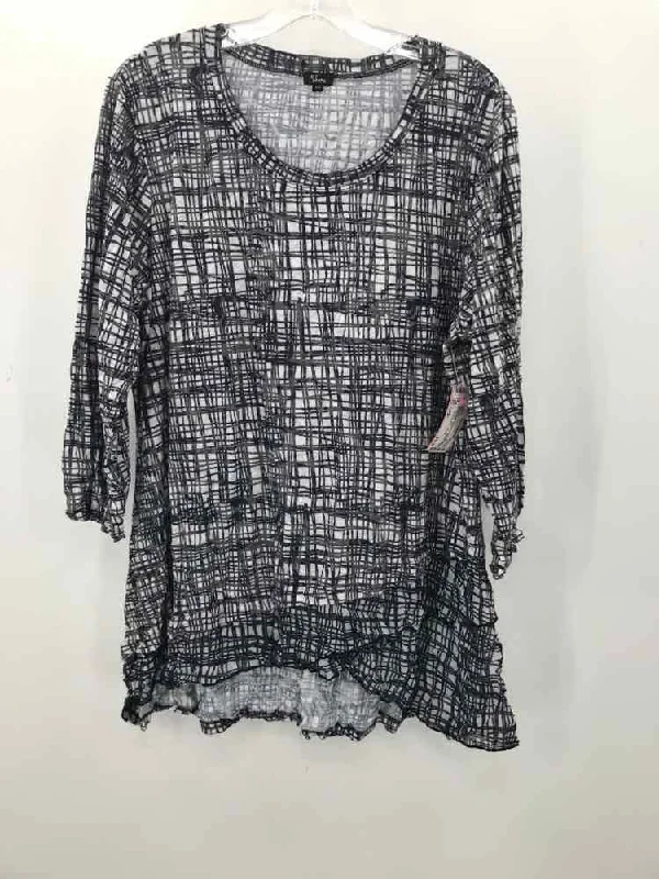 Pre-Owned Shana Grey Size Large Tunic Blouse Silky Draped Blouse