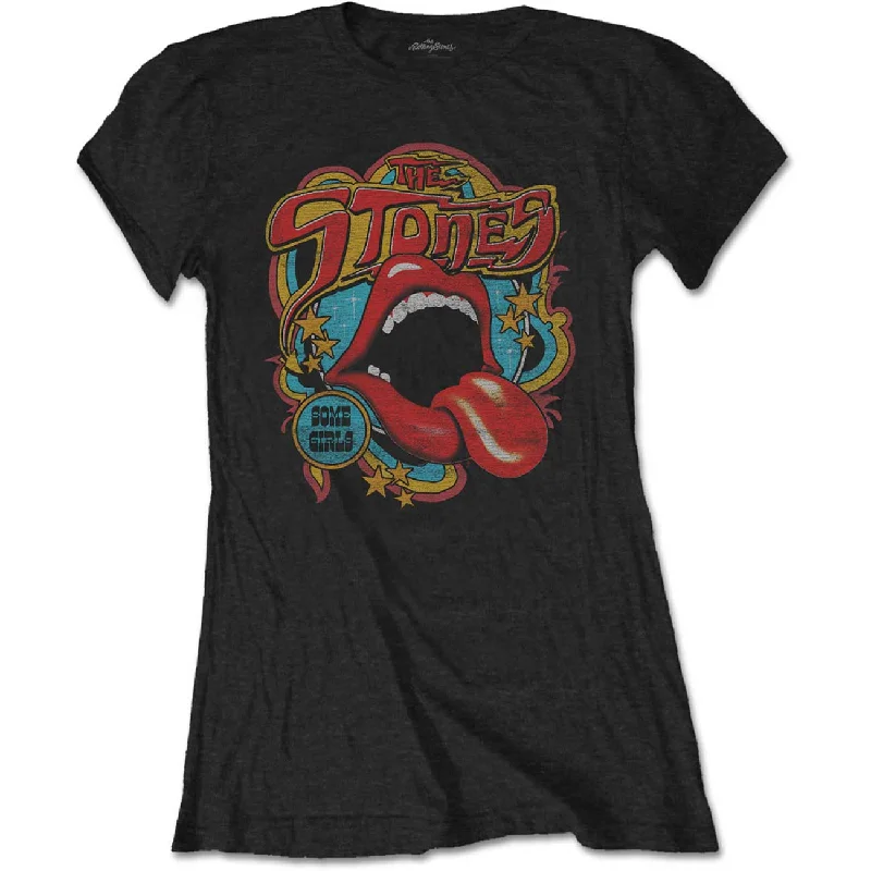 THE ROLLING STONES T-Shirt for Ladies, Retro 70s Vibe-- Nylon Fabric Polyester Fabric Spandex Fabric
