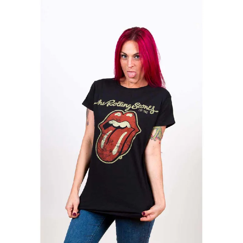 THE ROLLING STONES T-Shirt for Ladies, Plastered Tongue-- Rayon Fabric Velvet Fabric Corduroy Fabric