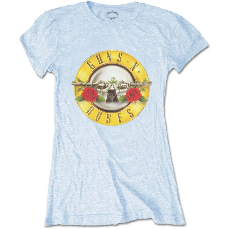 GUNS N' ROSES T-Shirt for Ladies, Classic Bullet Logo-- Print Jacquard Patchwork