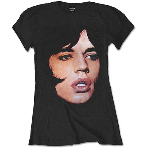 THE ROLLING STONES T-Shirt for Ladies, Mick Portrait-- Spandex Blend Rayon Blend Denim Blend