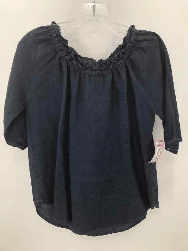 Pre-Owned 120% Lino Purple Size XS Blouse Sheer Sleeve Blouse