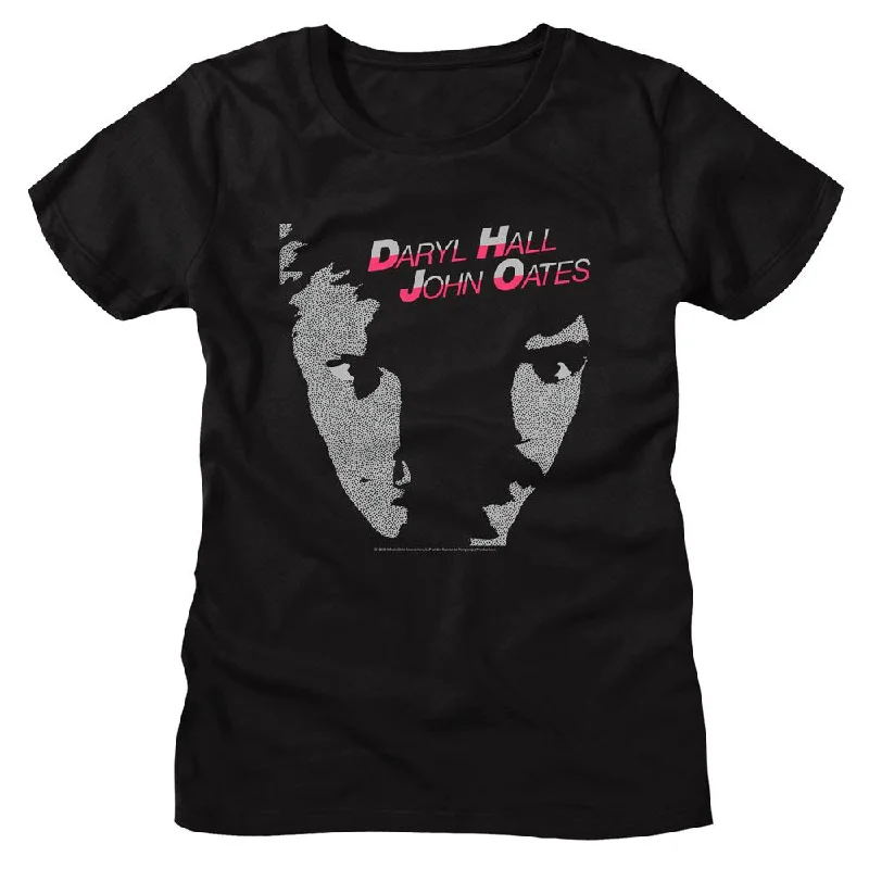 HALL AND OATES T-Shirt for Ladies, Faces-- Machine Wash Dry Clean Hand Wash