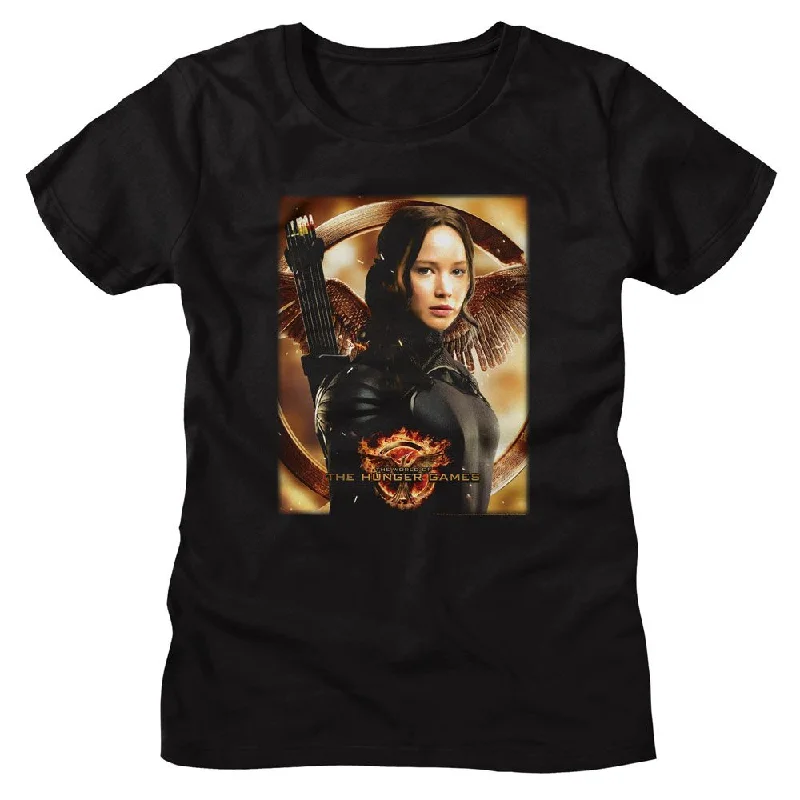 Women Exclusive HUNGER GAMES T-Shirt, Katniss Mockingjay Bg-- Fleece Fabric Down Fabric Feather Fabric