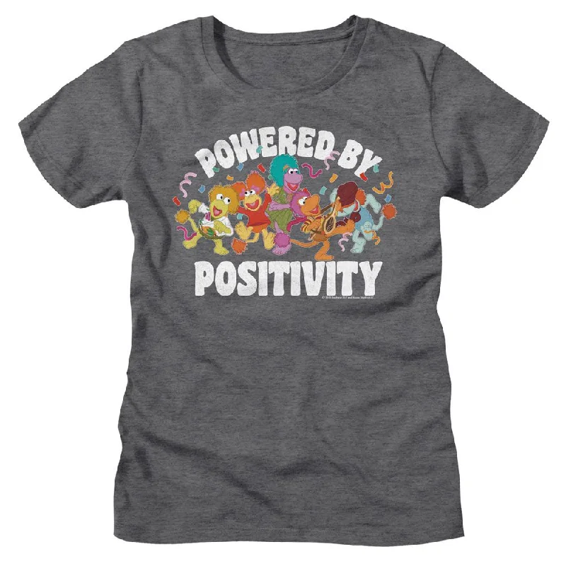FRAGGLE ROCK T-Shirt, Powered By Positivity -- Basic T-Shirt Crew Neck Short Sleeve