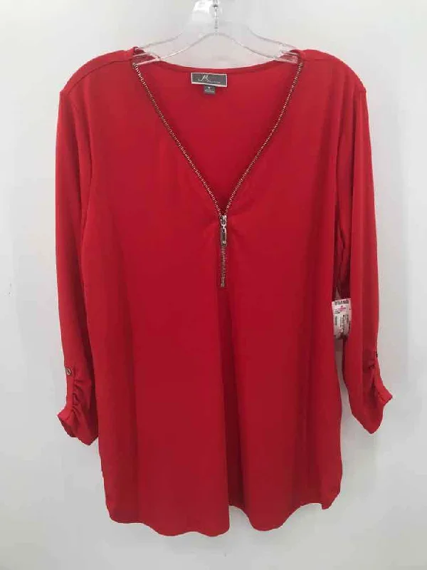 Pre-Owned JM Collection Red Size Medium Blouse Delicate Pleat Blouse