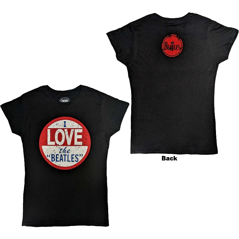 THE BEATLES T-Shirt for Ladies, I Love The Beatles-- Thin T-Shirt Open Front Quick Dry