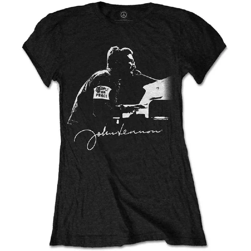 JOHN LENNON T-Shirt for Ladies, People For Peace-- Plaid T-Shirt Polka Dot Checkered