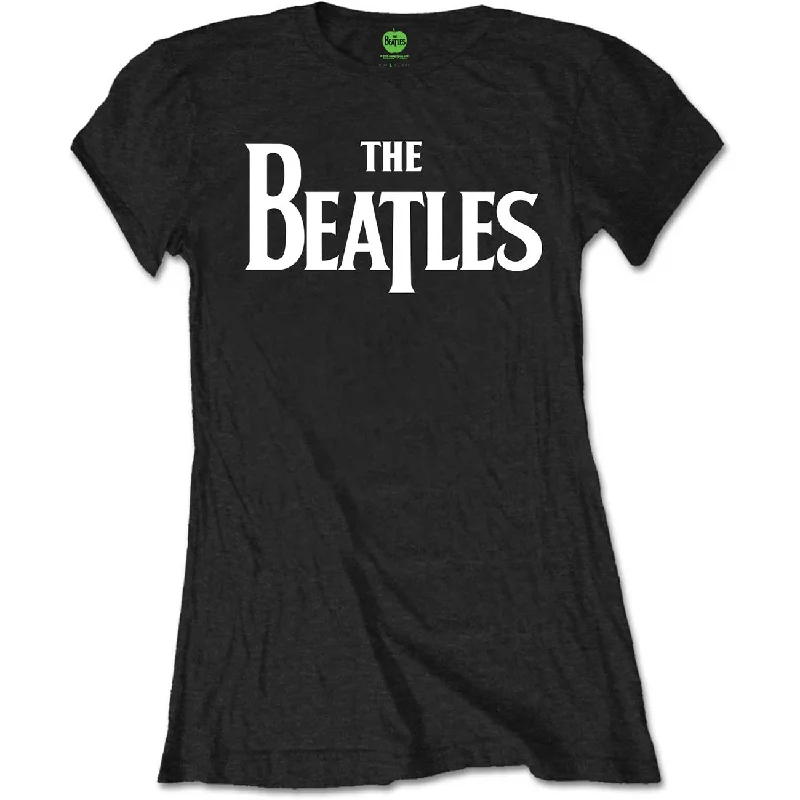THE BEATLES T-Shirt for Ladies, Drop T Logo-- Collared T-Shirt Boat Neck A-Line