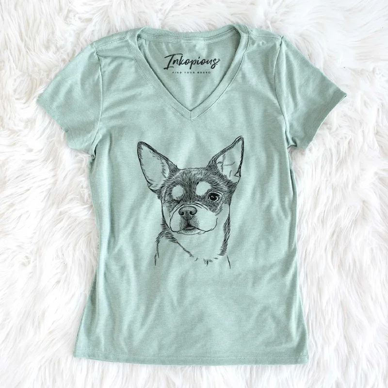 Bare Paris the Chihuahua - Women's V-neck Shirt-- Collared Crew Neck Turtle Neck