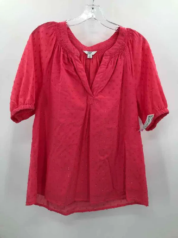 Pre-Owned Crown & Ivy Pink Size Small Blouse Satin Drape Blouse