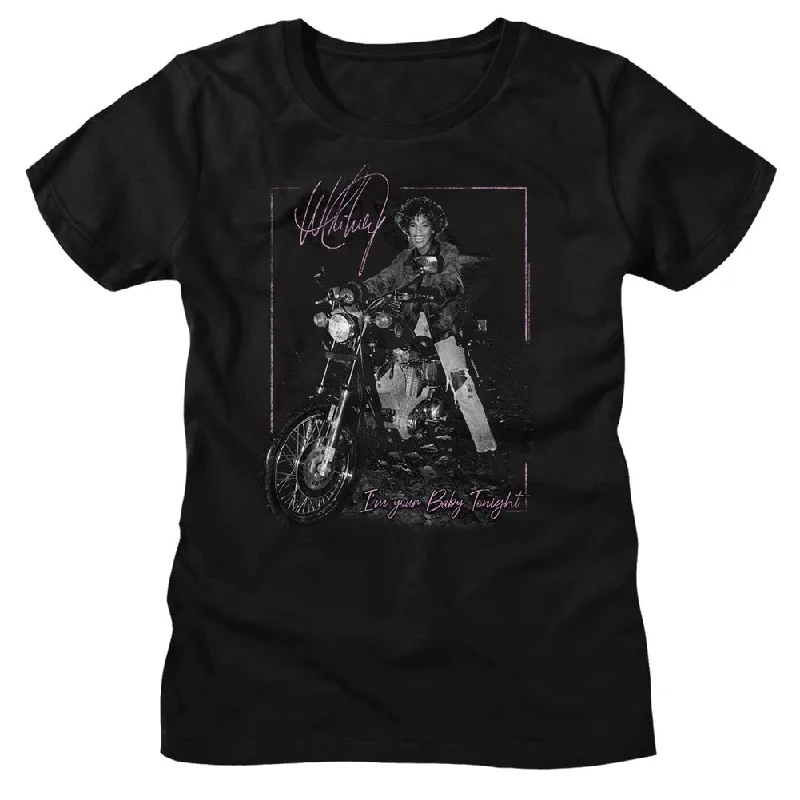 Women Exclusive WHITNEY HOUSTON T-Shirt, Motorcycle-- Handmade Hand-knitted Hand-woven