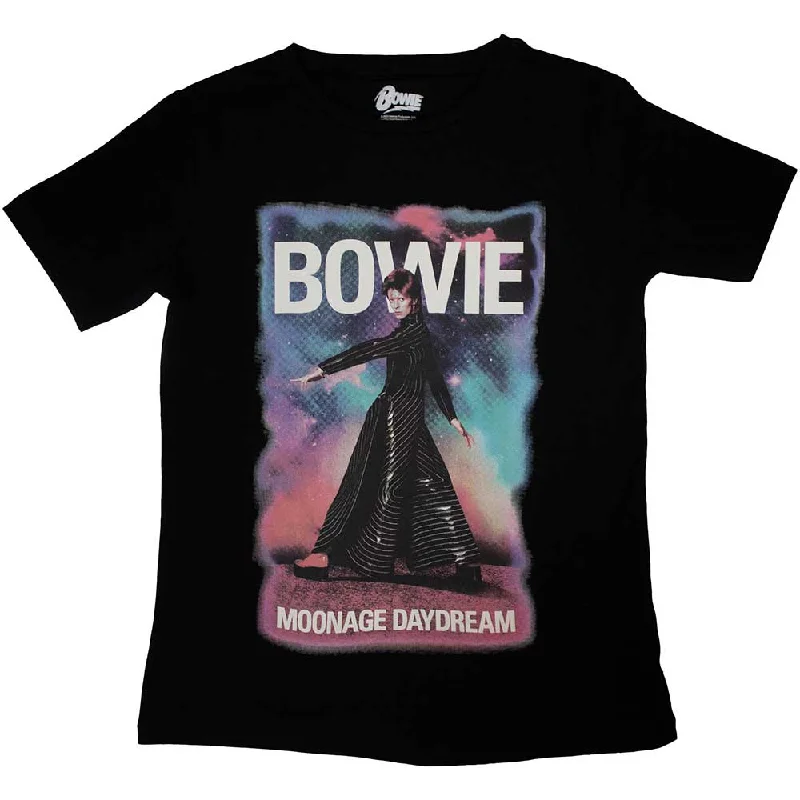DAVID BOWIE Attractive Ladies T-Shirt, Moonage 11 Fade-- Chenille Brocade Lace