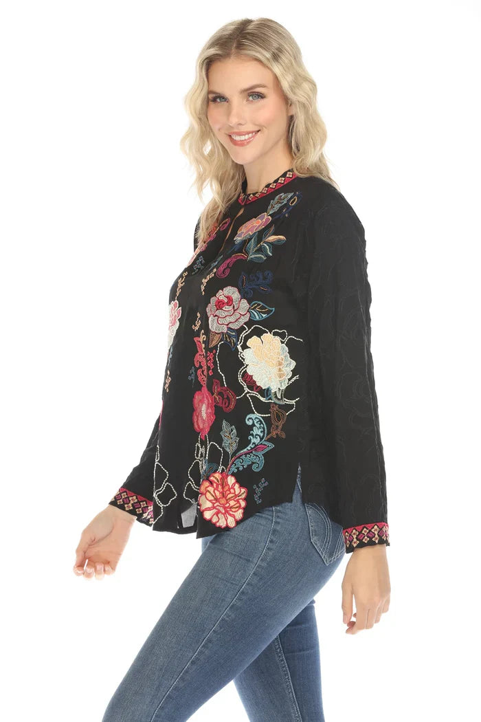 JOHNNY WAS KATRINE WESTERN PAISLEY BLOUSE Feminine Puff Blouse