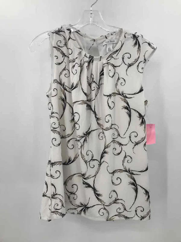 Pre-Owned WHBM White Size Medium Blouse Classic Striped Blouse