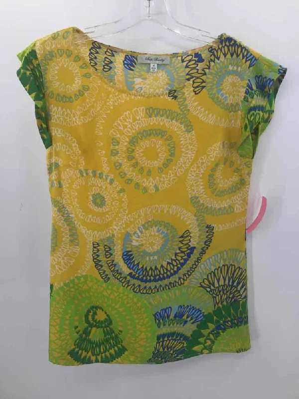 Pre-Owned Beth Bowley Yellow Size 4 Blouse Subtle Shimmer Blouse