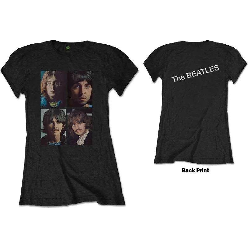 THE BEATLES T-Shirt for Ladies, White Album Faces-- Cotton Fabric Linen Fabric Terry Fabric