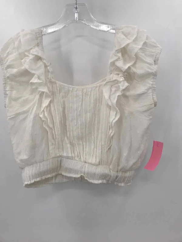 Pre-Owned Surf Gypsy Ivory Size Medium Blouse Mandarin Collar Blouse