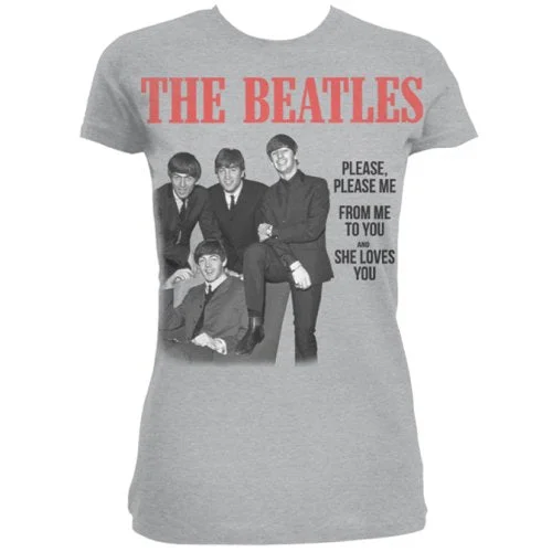 THE BEATLES T-Shirt for Ladies, Please, Please Me-- Striped Floral Plaid