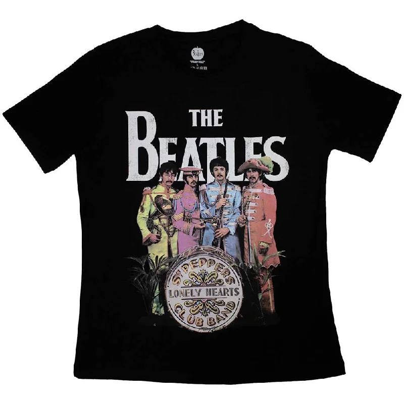 THE BEATLES Attractive Ladies T-Shirt, Sgt Pepper-- Hooded Caped Shawl Collar