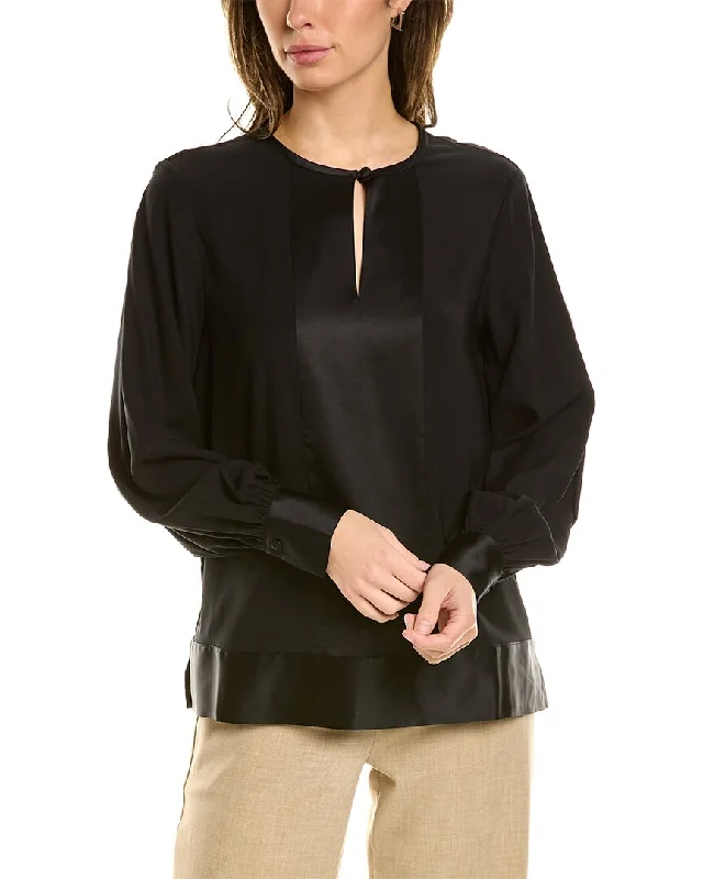 Brooks Brothers Silk-Blend Blouse Oversized Silk Blouse