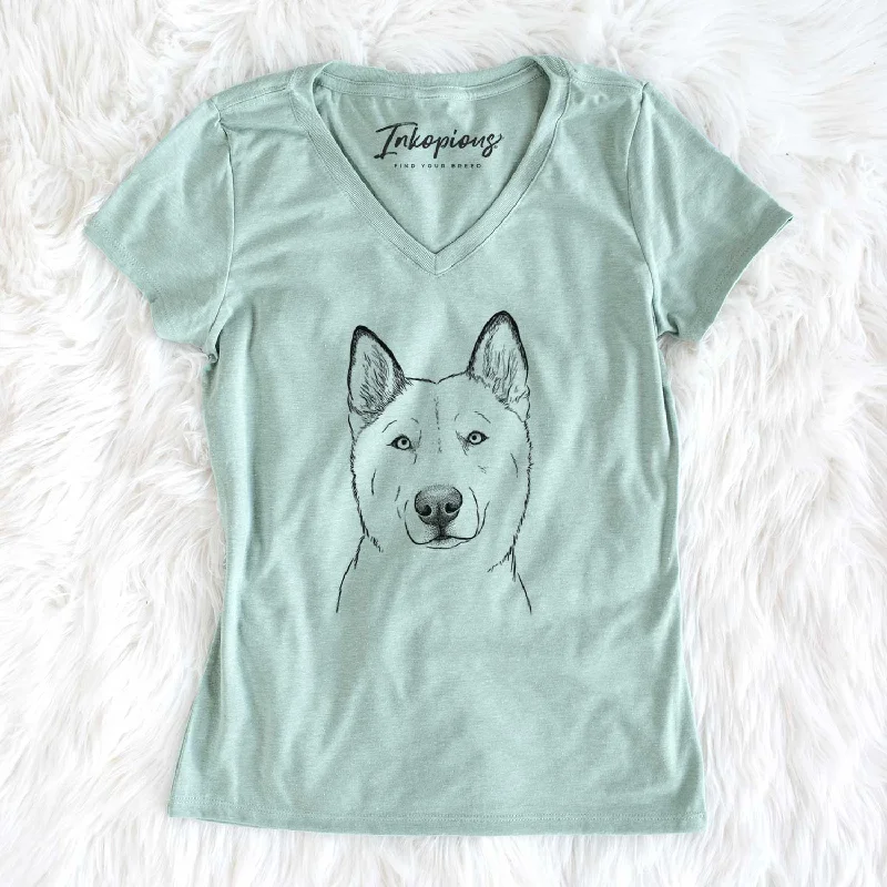 Bare London the Siberian Husky - Women's V-neck Shirt-- Collared Crew Neck Turtle Neck