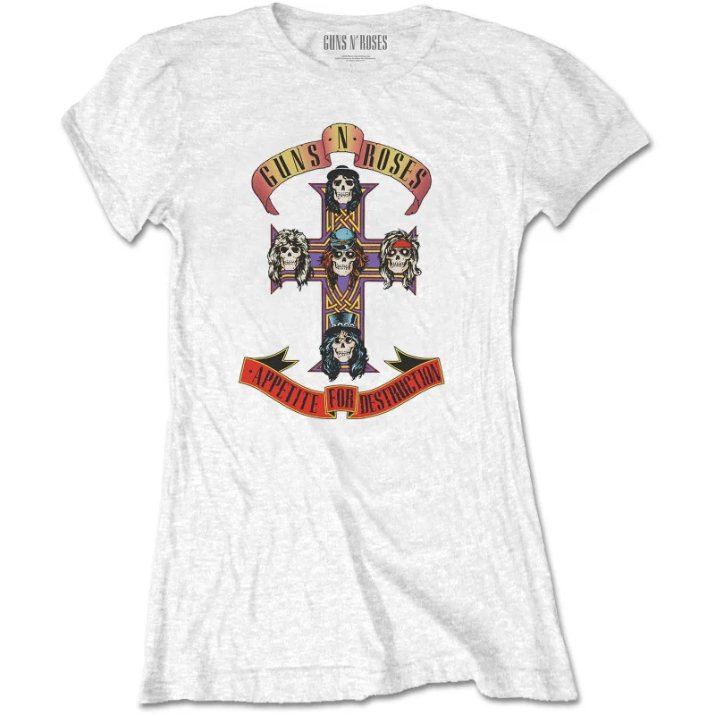 GUNS N' ROSES T-Shirt for Ladies, Appetite for Destruction-- Zippered Front Buttoned Front Snap Front