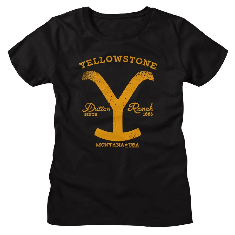YELLOWSTONE T-Shirt, Y With Horse-- Mesh Blend Leather Blend Suede Blend