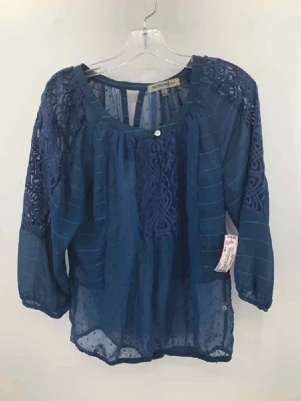 Pre-Owned Figueroa & Flower Blue Size Small Blouse Off-Shoulder Wrap Blouse