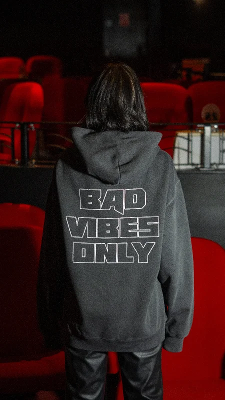 Oversized Bad Vibes Hoodie / F&B Print Cotton Hoodie Fleece Lining Warmth