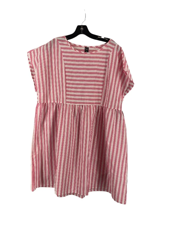Pink & White Dress Casual Short Clothes Mentor, Size 2x Tunics Business professional
