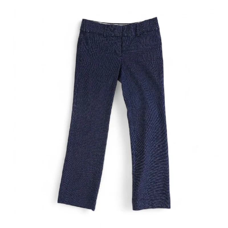 Blue Solid Dress Pants Chic Capri Pants