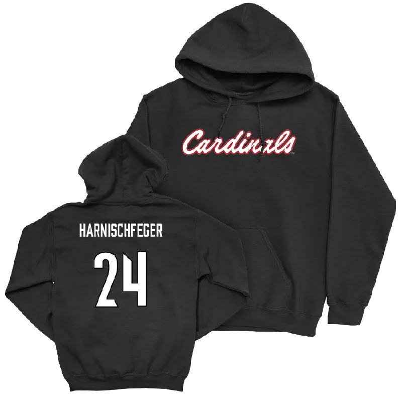 Women's Lacrosse Black Script Hoodie  - Karli Harnischfeger Hoodie with Double Zipper Versatile Adjustable