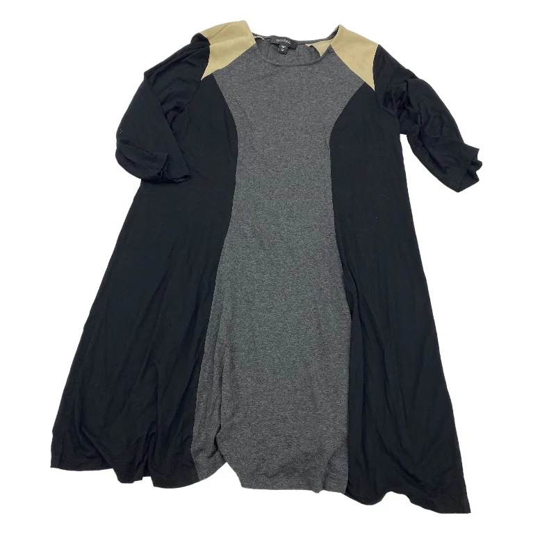 BLACK & GREY DRESS WORK by KAREN KANE Size:1X Tunics Satin smooth