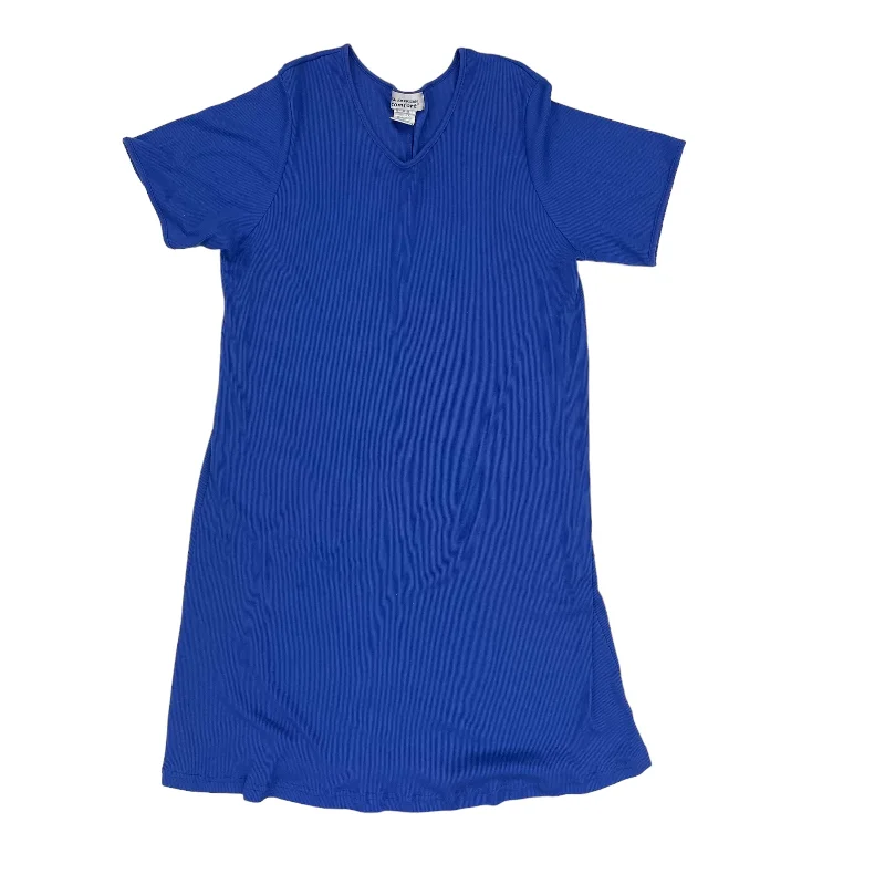 BLUE    CLOTHES MENTOR DRESS CASUAL MIDI, Size 2X Turtleneck Warm Winter