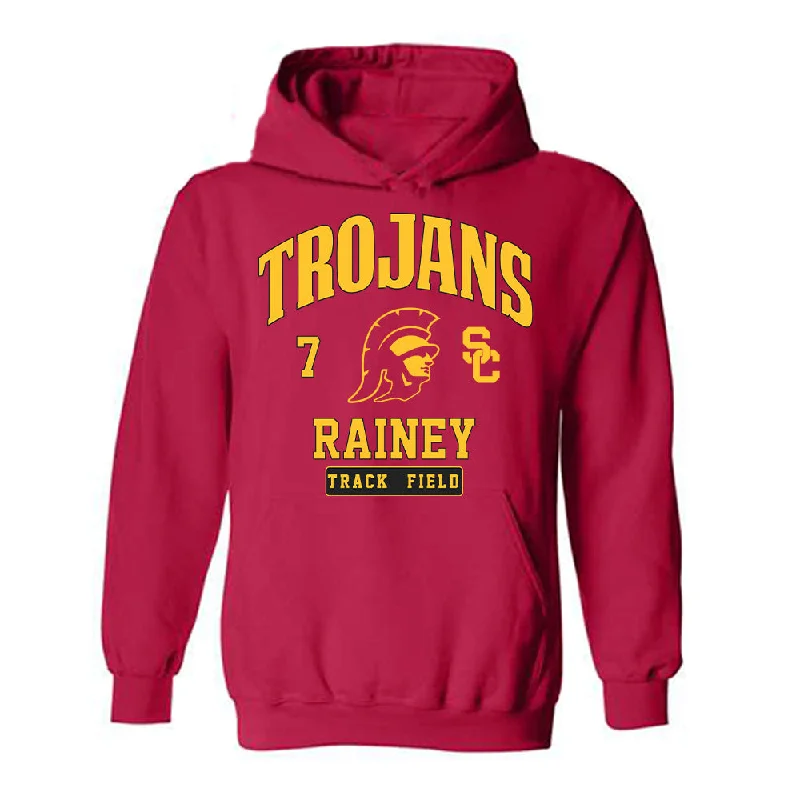 USC - NCAA Women's Track & Field (Outdoor) : Darius Rainey - Hooded Sweatshirt Classic Fashion Shersey Hoodie with Zipper Placket Modern Functional