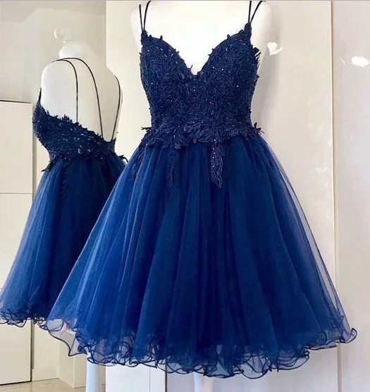 Charming Tulle Appliques Short Homecoming Dress, Backless Short Party Dress cg336 Tunics Running lightweight