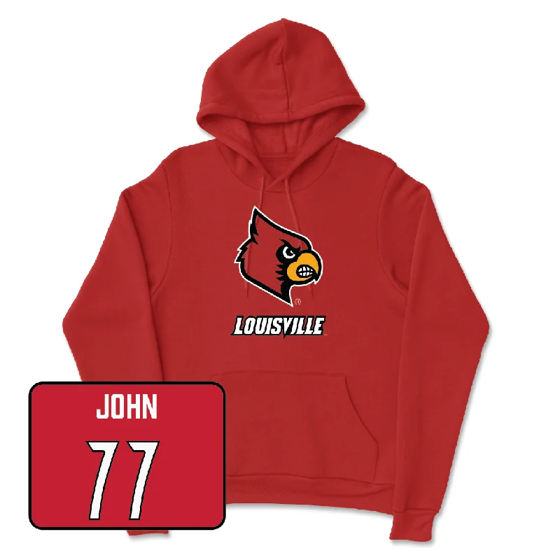 Red Women's Lacrosse Louie Hoodie - Hanna John Hoodie with Hem Patch Decorative Personalized