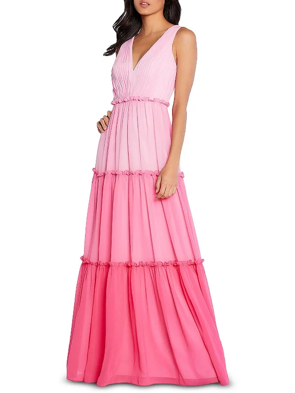 Womens V-Neck Tiered Evening Dress Tunics Seasonal trendy