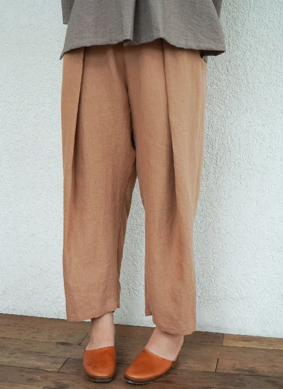 Seed Pleated Tapered Pant w/ Elastic (Unisex) - Brown Sand Casual Track Pants