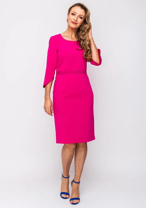Lizabella Embroidered Waist Pencil Dress, Pink Tunics Versatile functional