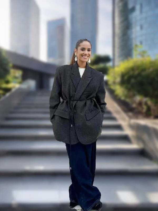 Charcoal Blazer and Black Pant