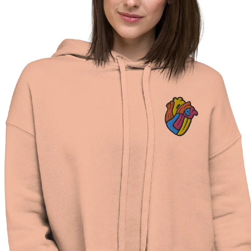 Multi Color Logo Crop Hoodie Hoodie with Typography Text Message