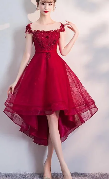 Beautiful Red Cap Sleeves High Waist Party Dress, Red Homecoming Dress cg2244 Bodycon Fitted Nightout