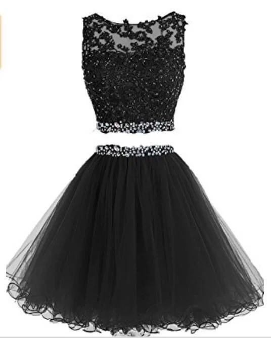 Two Pieces Short Beaded Party Dresses Tulle Applique Homecoming Dress cg2255 Satin Halter Glamorous