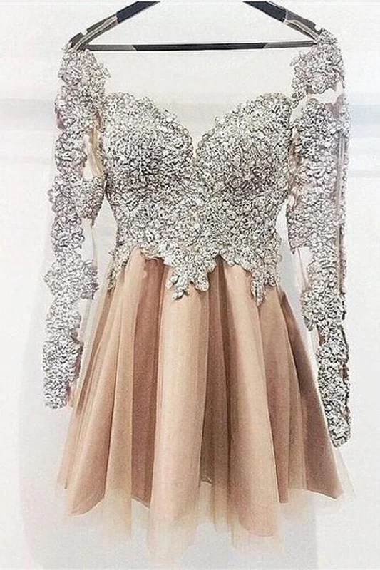Sparkly Long Sleeves Sequin Shiny Short Homecoming Dresses Party Dresses  cg358 Tunics Chinos classic