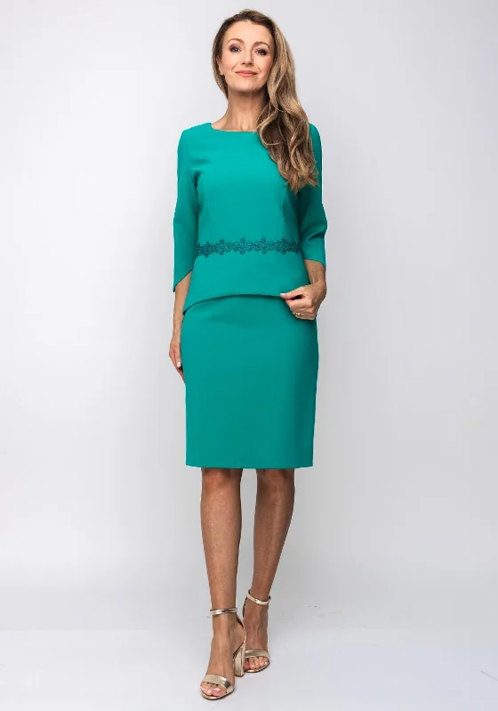 Lizabella Embroidered Waist Overlay Dress, Jade Tunics stripes playful