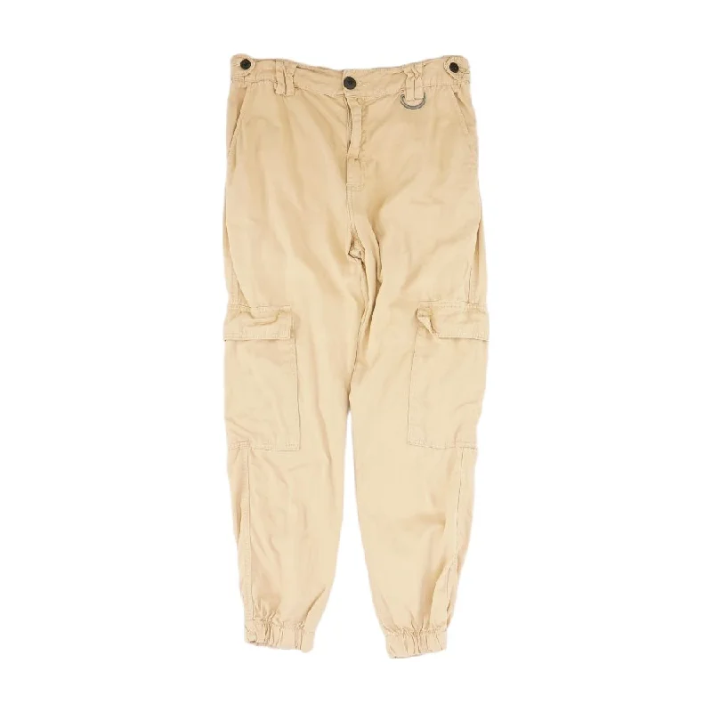 Nude Solid Cargo Pants Comfortable Pleated Pants