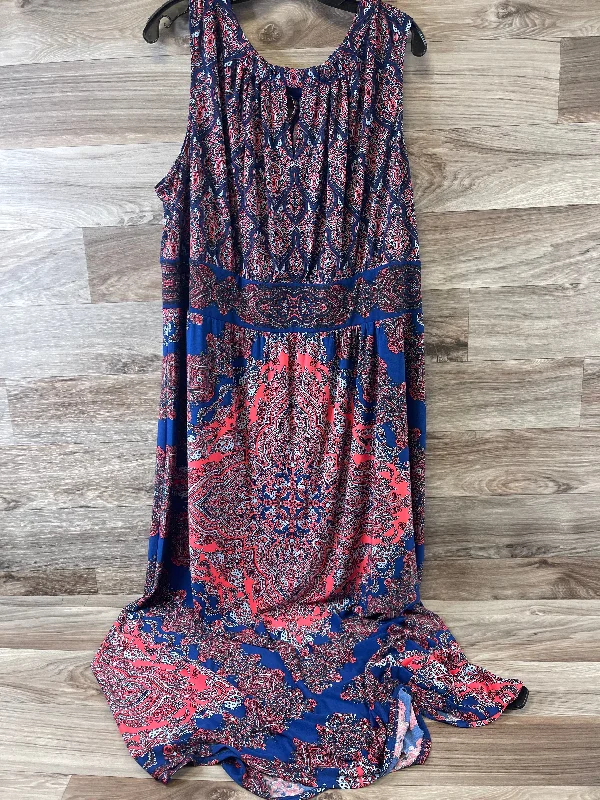 Dress Casual Maxi By Clothes Mentor In Blue & Orange, Size: 3x Tunic Top Casual